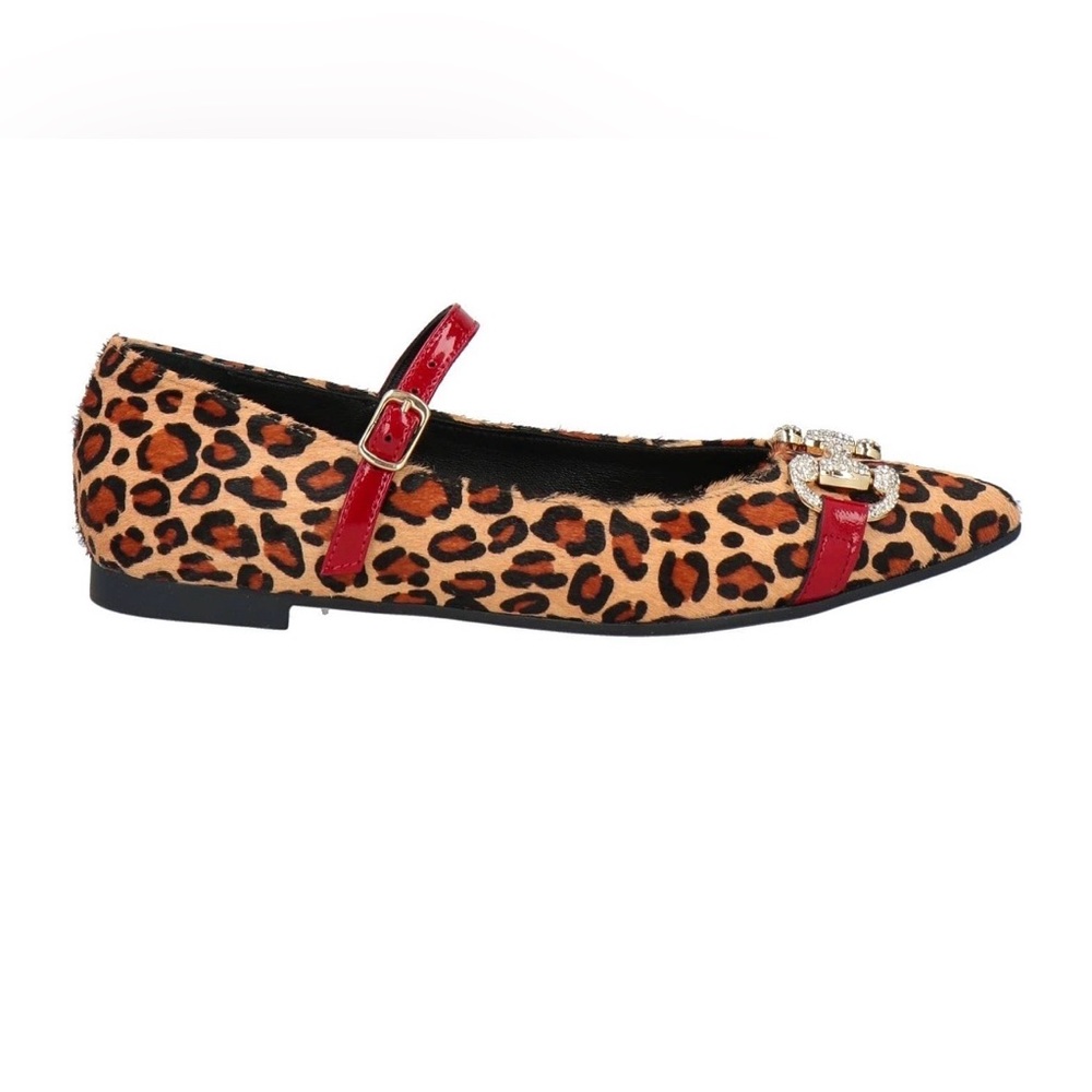 Nila & Nila Leopard Print Flats with Red Strap